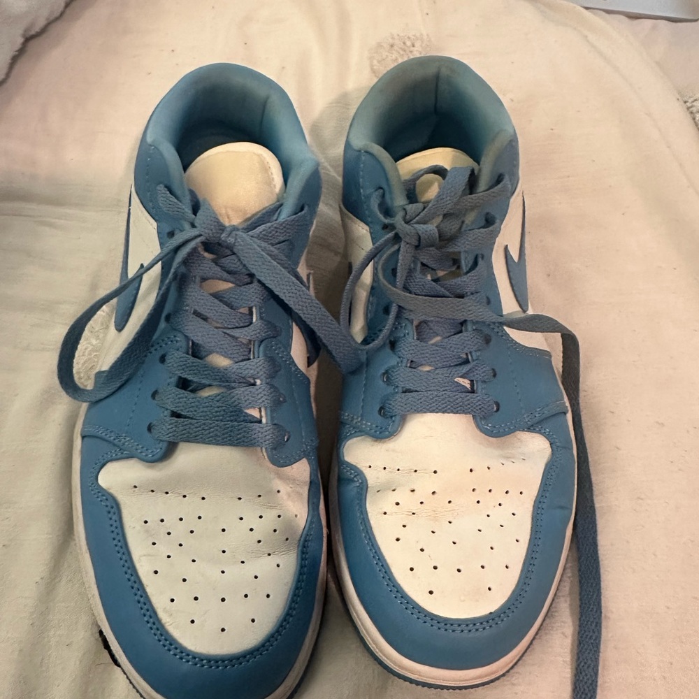 Blue and White Nike Air Jordan's Sneakers (low top)